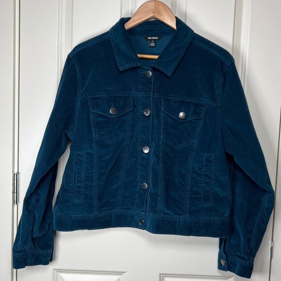 Teal blue corduroy trucker jacket size 1X - Picture 3 of 7
